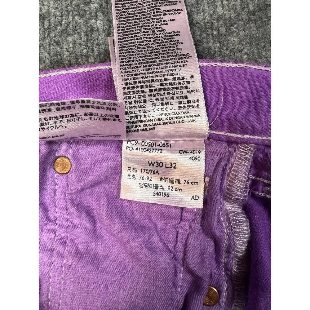 Levi's Men's 501 W30 L32 Purple Overdyed Jeans Y2K Grunge Streetwear Depop Skate - Picture 9 of 15